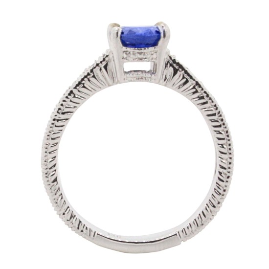 Natural Sapphire Diamond Engagement Ring in 14Kt White Gold