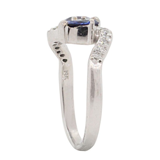 Blue Sapphire and Diamond Ring in 14kt White Gold  