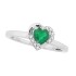 Genuine Emerald Diamond Heart Ring 10Kt White Gold