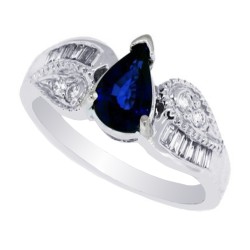Natural Blue Sapphire Diamond Engagement Ring 14Kt Gold