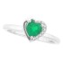 Genuine Emerald Diamond Heart Ring 10Kt White Gold