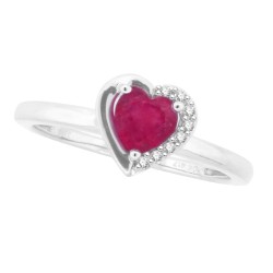 Ruby Diamond Heart Ring 10Kt White Gold