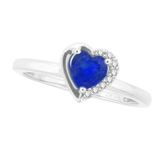 Sapphire and Diamond Heart Ring 10Kt White Gold