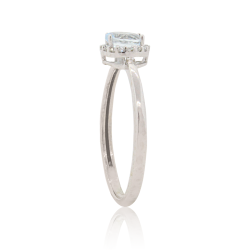 10Kt White gold Aquamarine and Diamond Halo Ring