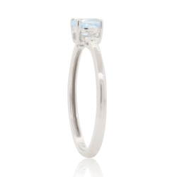 Aquamarine and Diamond Three Stone Ring 10Kt White Gold