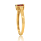 Garnet and Diamond Three Stone Ring in 10kt Yellow Gold