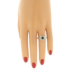  Sterling Silver Lab Created Emerald Diamond Heart Ring