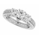 Three Stone Cubic Zirconia Engagement Ring Sterling Silver 
