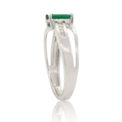Emerald Cut Emerald Princess Cut Diamond Ring 14Kt White Gold