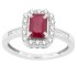 Emerald Cut Ruby Diamond Engagement Ring 14Kt White Gold