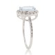 14Kt White Gold  Aquamarine and Diamond Halo Ring Certified