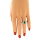 Sterling Silver Emerald Cut Lab Created Emerald Diamond Ring