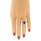 Lab Created Sapphire and Genuine Diamond Ring Sterling Silver