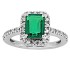 Sterling Silver Emerald Cut Lab Created Emerald Diamond Ring