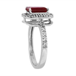 Emerald Cut Ruby Diamond Ring 18Kt White Gold (FGH/VS)