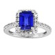 Lab Created Sapphire and Genuine Diamond Ring Sterling Silver