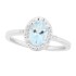 Aquamarine and Diamond Three Stone Ring 14Kt White Gold