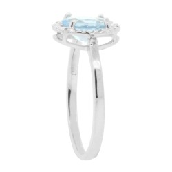 Aquamarine and Diamond Three Stone Ring 14Kt White Gold