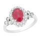 Ruby Diamond Halo Engagement Ring 14Kt Gold July Birthstone