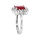 Emerald Cut Lab Created Ruby CZ Engagement Ring Sterling Silver