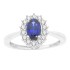 Natural Sapphire Diamond Halo Engagement Ring 14Kt Gold