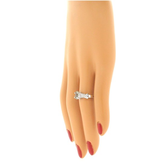 Green Amethyst Diamond Engagement Ring 14kt White Gold  