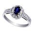 Genuine Sapphire Diamond Engagement Ring 14Kt White Gold