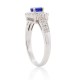 Genuine Sapphire Diamond Engagement Ring 14Kt White Gold