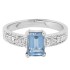 Emerald Cut Aquamarine Diamond Ring 10Kt White Gold