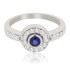 Sapphire and Diamond Halo Ring 14Kt White Gold Channel Set 