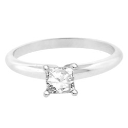 Princess Cut Solitaire Diamond Ring 14Kt White Gold 1/2 cttw