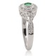 14Kt White Gold Emerald Diamond Ring Pave Set, Antique Look 