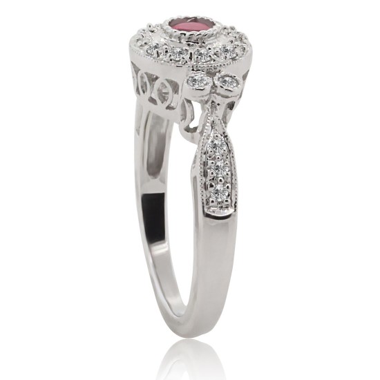 Ruby Diamond Engagement Ring 14Kt Gold July Birthstone