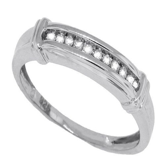 Channel Set Womens Diamond Band Sterling Silver, 0.08cttw