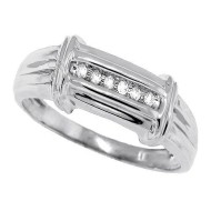 Channel Set Men's Diamond Ring Sterling Silver, 0.08cttw