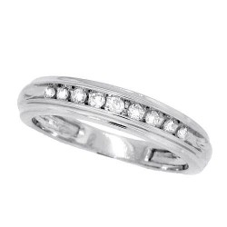 Channel Set Womens Diamond Wedding Band Sterling Silver