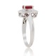 14Kt White Gold Fine Ruby and Diamond Halo Engagement Ring 