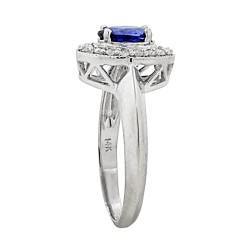 Natural Sapphire Diamond Engagement Ring 14Kt Gold Pave Set 