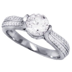 Cubic Zirconia Solitaire Engagement Ring Sterling Silver 