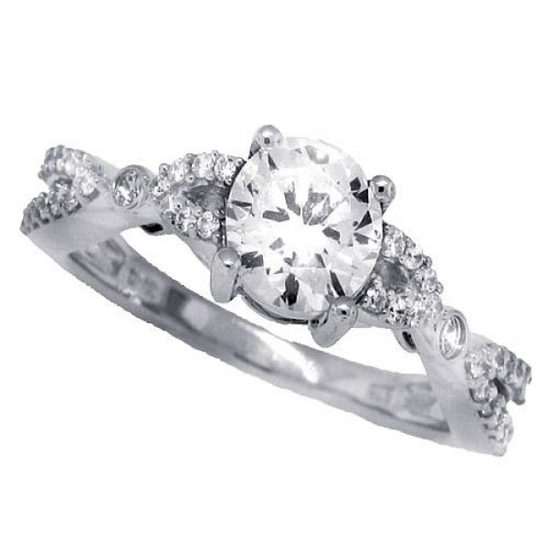 Cubic Zirconia Wedding Ring Sterling Silver