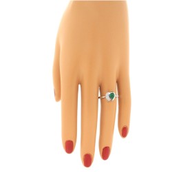 Genuine Emerald Diamond Ring 10Kt White Gold