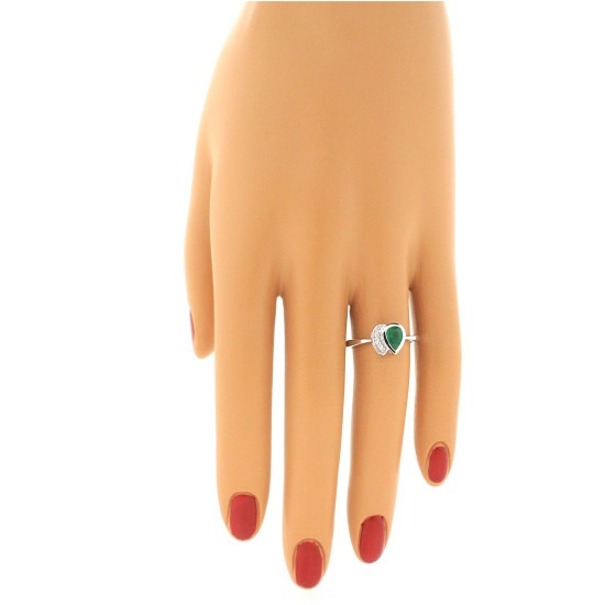 Genuine Emerald Diamond Ring 10Kt White Gold