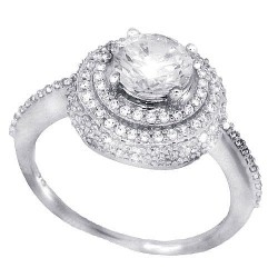 Cubic Zirconia Engagement Ring Sterling Silver, Rhodium Plated