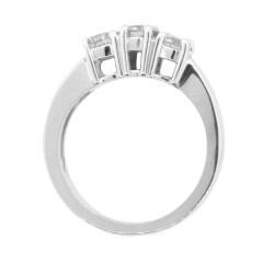 1 carat Three Stone Diamond Engagement Ring 14Kt White Gold