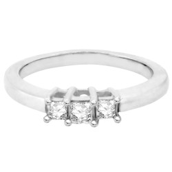 Princess Cut Diamond Three Stone Ring 14Kt White Gold 1/4ct