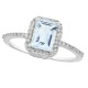 Emerald Cut Aquamarine and Diamond Halo Ring 10Kt White Gold