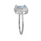 Emerald Cut Aquamarine and Diamond Halo Ring 10Kt White Gold