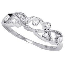 Cubic Zirconia Right Hand Band Sterling Silver Rhodium Plated