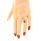 10Kt White Gold Emerald Diamond Three Stone Ring Emerald Cut 