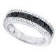 Black and White CZ Wedding Band Sterling Silver Princess Cut